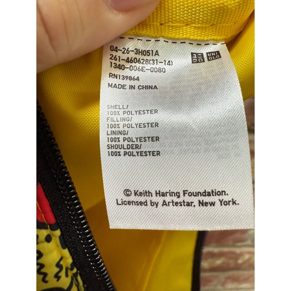 NWOT Uniqlo Keith Haring Yellow Graphic Print Crescent Crossbody RARE - Picture 5 of 8